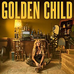 Meghan Patrick Golden Child album cover featuring Meghan Patrick sitting on a truck tailgate.